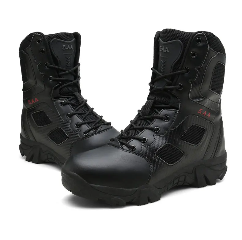 Для мужчин зимние сапоги кожаные ботинки в Военном Стиле спецназ Тактический пустынный армейские мужские ботинки Уличная обувь с высоким берцем ботинки для пустыни на плоской подошве