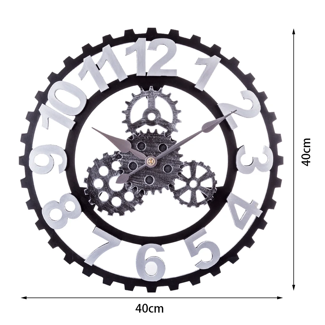 40 см/50 см Ретро шестерни римские полые Подвесные часы бесшумные настенные часы для дома гостиной Вешалка Декор-Золотой/Серебряный