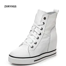 2019 Newest Spring Lace-up High-top Genuine Leather Shoes Women Sneakers Shoes High Heels Increase Within Wedges Casual Shoes 2019 Newest Spring Lace-up High-top Genuine Leather Shoes Women Sneakers Shoes High Heels Increase Within Wedges Casual Shoes