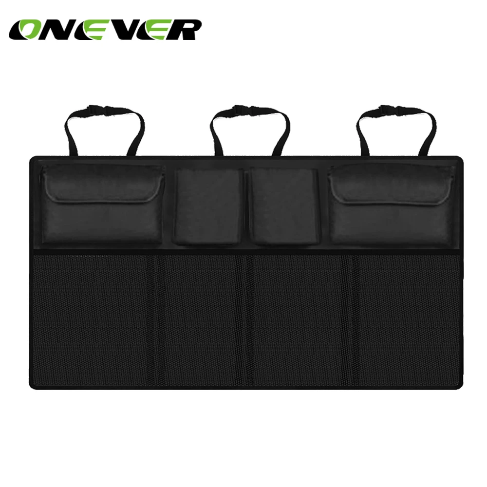 Onever Folding Car Back Seat Storage Bag Black Oxford High Capacity Car
