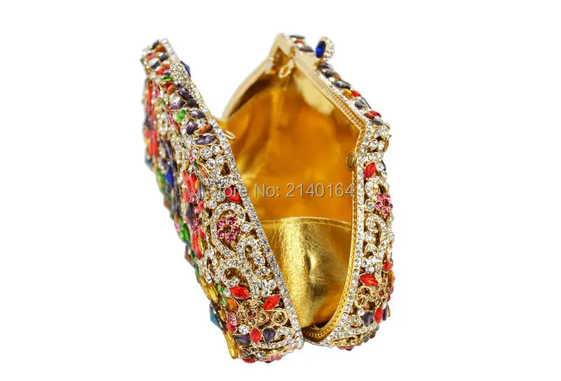 Европа Корона Шаблон клатч со стразами Многоцветный алмаз сумка для ужина леди кристалл вечерняя сумка с золотой цепочкой кошелек 88159