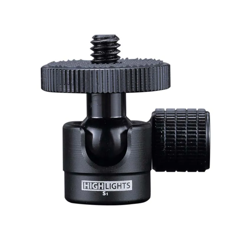 Black Мини-штатив с шаровой головкой dslr; 360 градусов камера монитор штатив; Видео 1/4 шаровая Головка из алюминиевого сплава go pro 4; Горячий башмак телефонные головки - Цвет: Black