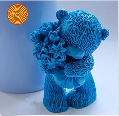Изготовление детской формы плюшевый медведь с цветами 3d и свечи Diy ремесленные формы силиконовые формы для мыла