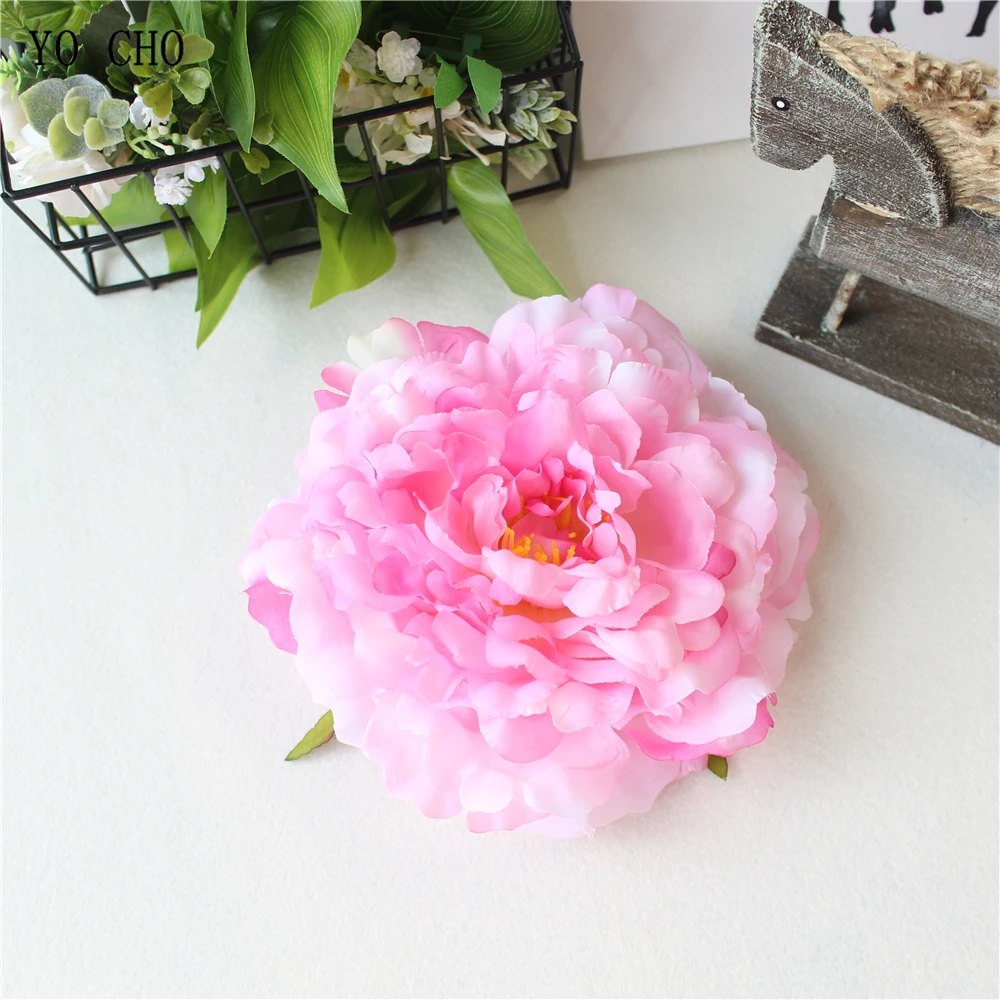 Artificial Peony Flower Head Silk Rose Wedding Wreaths White Pink Blue Fake Flowers Big Flower Heads (5)