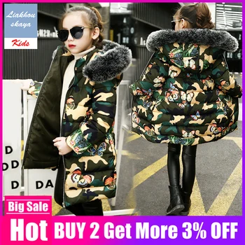 

Liakhouskaya 2019 Children Winter Jacket For Girls Coats Fur Collar Thickening Warm Jacket Teenage Hooded Kids Clothes 4Y-14Y