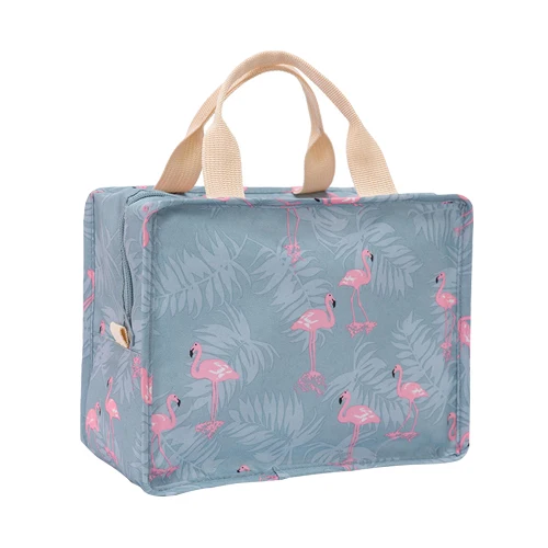 Термосумка для ланча с фламинго для женщин и мужчин, модная переносная коробка для еды с фруктами, сумка для хранения для пикника, сумка-Органайзер, аксессуары для питания, Ite - Цвет: Blue Lunch Bag