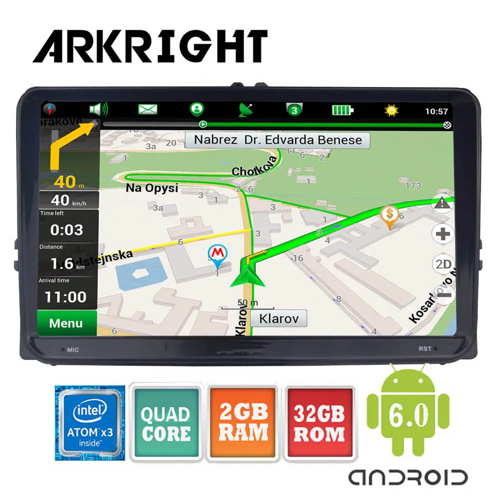 ARKRIGHT 9 дюймов 2 Din головное устройство для VW Android 6 0 Автомобильный аудио стерео GPS