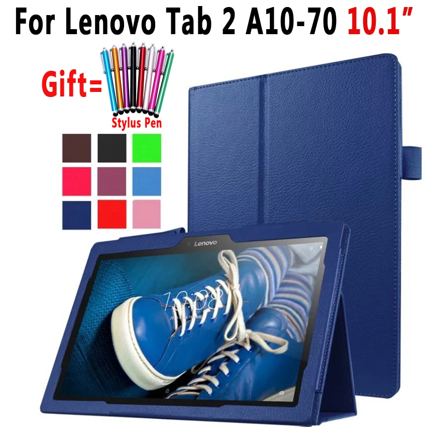 

For Lenovo Tab 2 A10 70F Premium Leather Case Cover For Tab2 A10-70 70 A10-70F A10-70L A10-30 X30F Coque Capa Funda + Stylus Pen