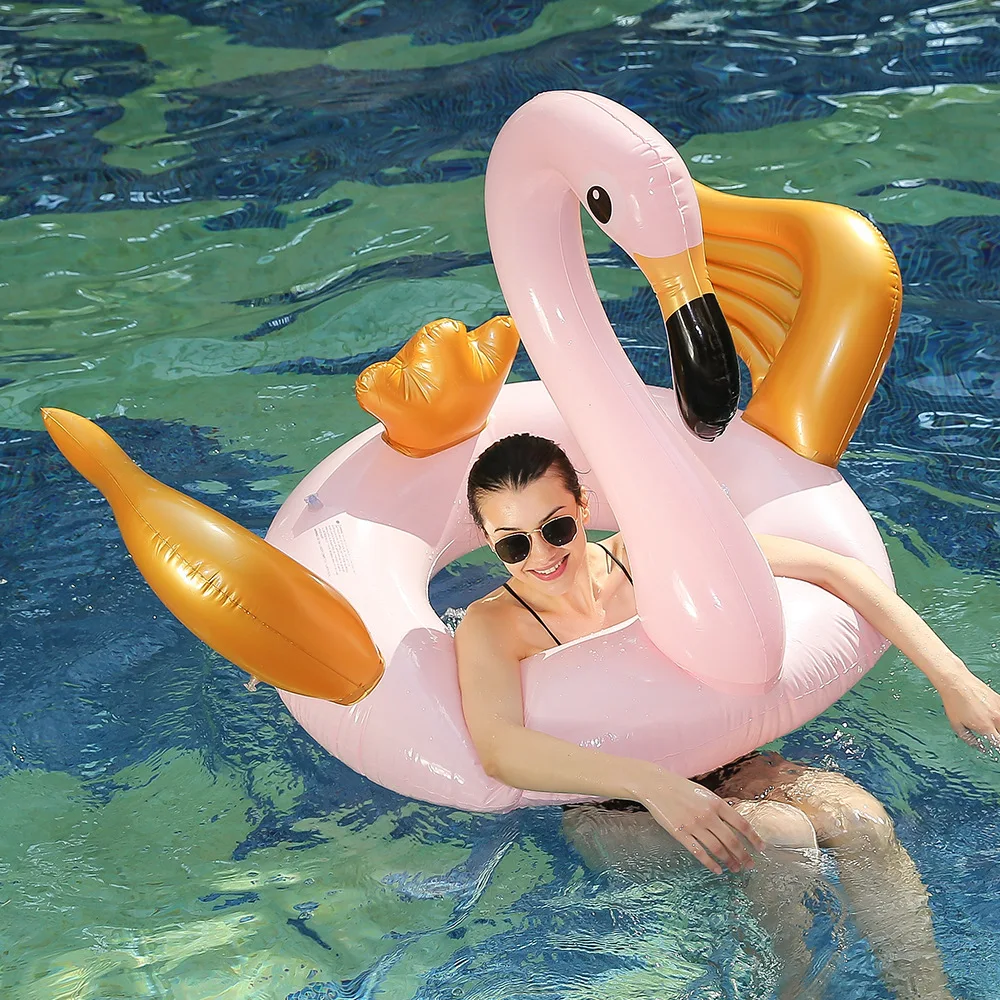 Rooxin 120cm Flamingo Inflatable Circle Pool Float Women Swimming Ring Lifebuoy Floating Bed Summer Beach Pool Party Toys