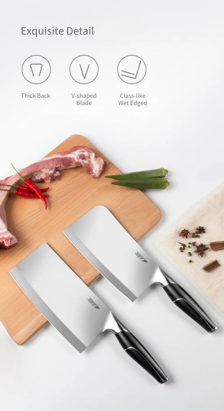 Xiaomi Mijia 4Cr13 Stainless Steel Knife Set Non-stick Cooking Tool Durable Kitchen Chopping Bone Knife Slicing Knifes D5 (16)