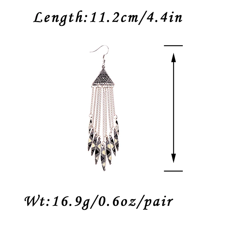 Amader 2018 Women's Geometric Alloy Long Chain Tassel Dangle Earrings Bohemia Triangle Alloy Drop Earrings HXE036