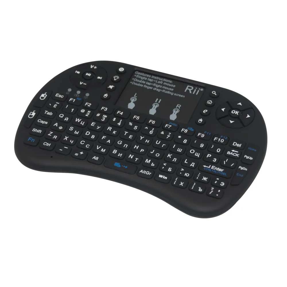 Rii mini i8+ русская клавиатура Air mouse Мультимедийный пульт дистанционного управления тачпад ручной для Smart tv Box Xbox360 PS3