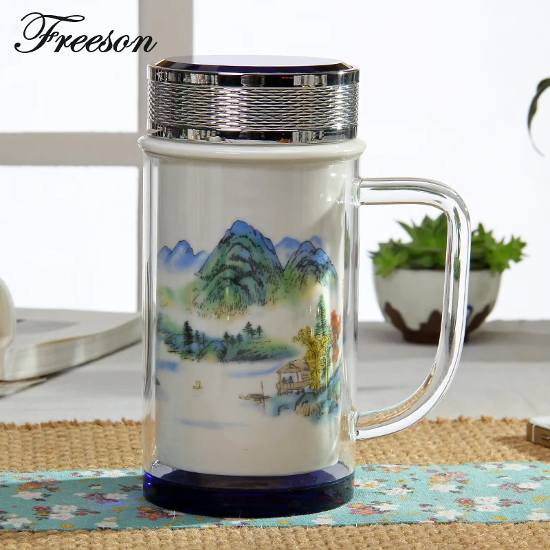 Traditional Chinese Glass Porcelain Thermos Retro Ceramic Termos