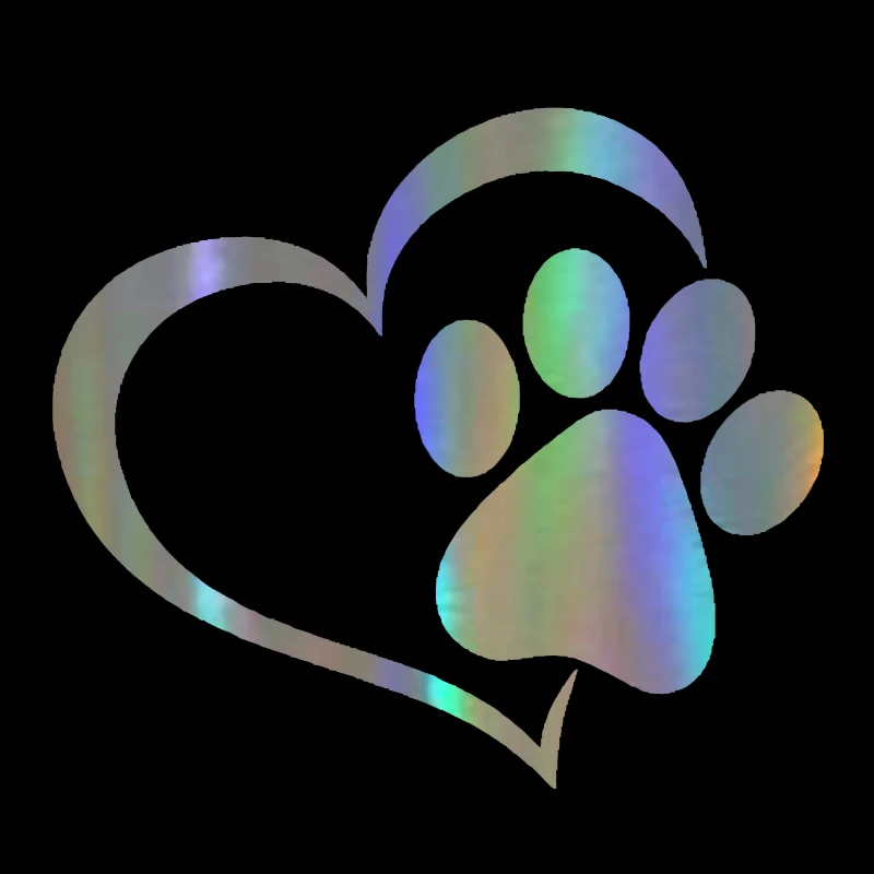 

Car Sticker Vinyl 14.1*12.4cm Love The Dog Paw Print Funny Sticker Decal Reflective Laser Motorcycle Car Styling 3D Stickers