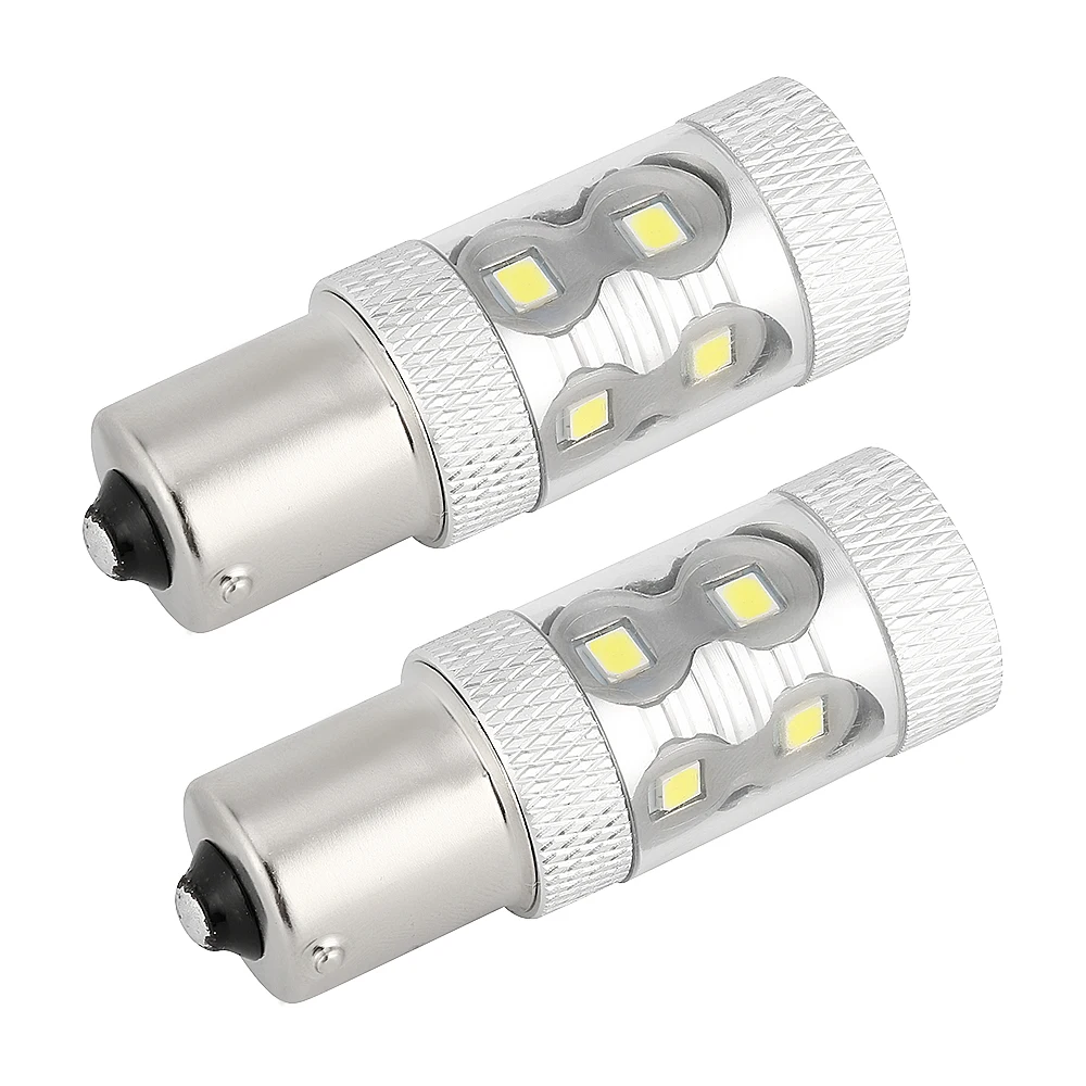 

2pcs Car LED P21W 1156 BA15S Canbus Error Free DRL Reverse Light Turn Signal Lamp Foglight 50W White 12V