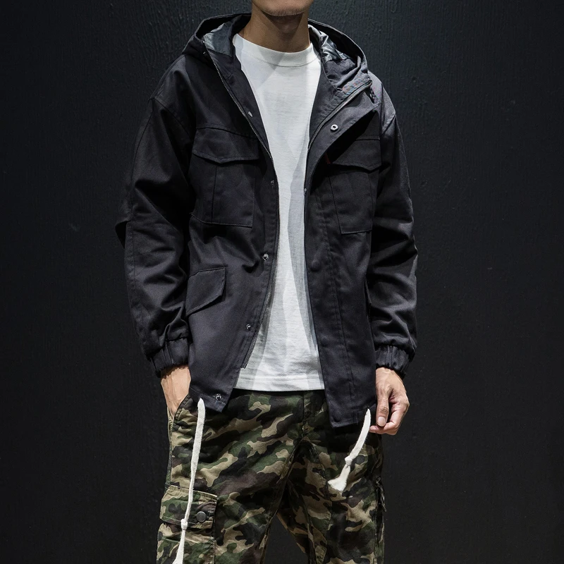 Online Streetwear Harajuku Bomber Taktische Jacke Männer Mit Kapuze Armee Jacke Mode Oberbekleidung Mantel Hip Hop Hoodies Koreanischen Stil Kleidung