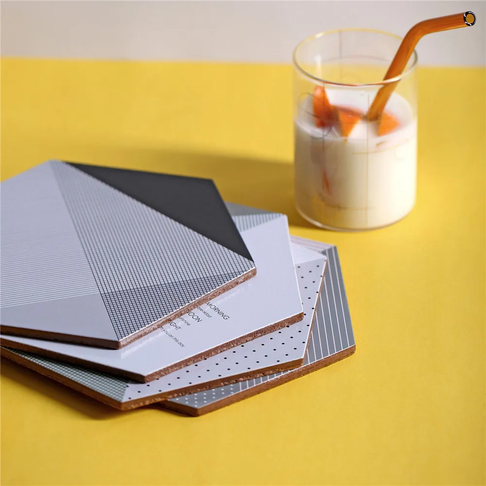 

Simple Wooden Soft Coaster Pad Placemats Coffee Cup Tea Drink Mat Geometric Lines Pad Wooden Heat-insulated Desktop Decoration