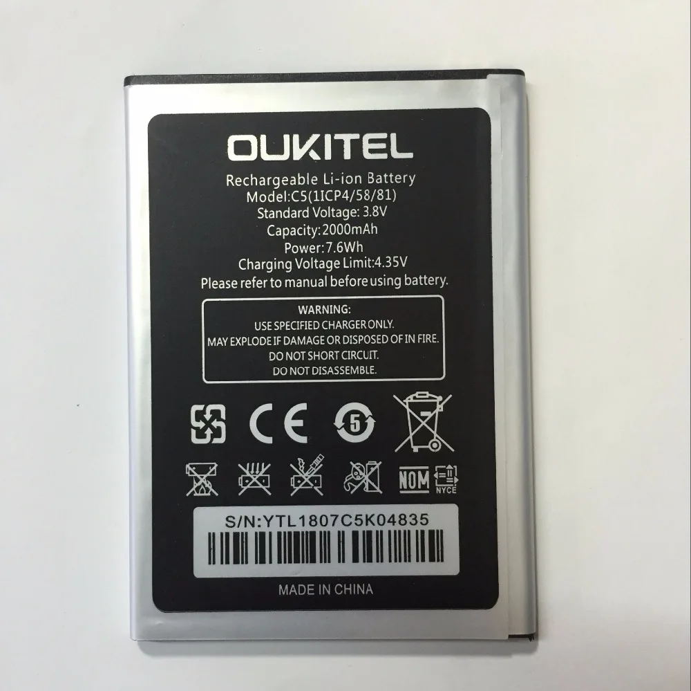 

100% New Battery for Oukitel C5 2000mah Special Spare Battery for Oukitel C5 PRO Mobile Phone