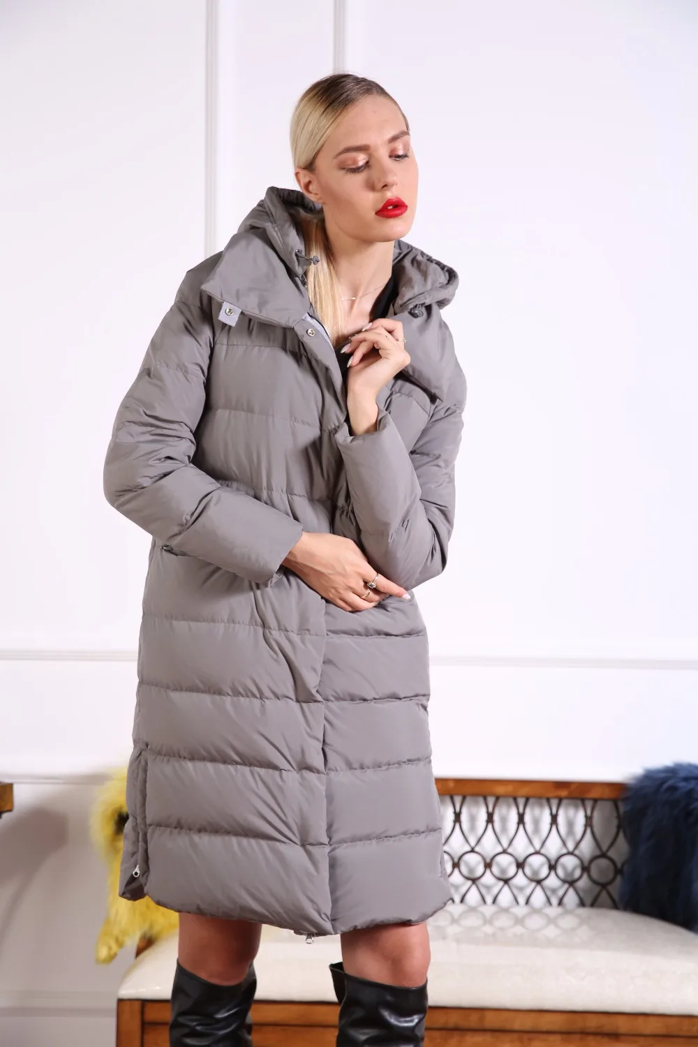 Лидер продаж Модель AZZIMIA модный зимний теплый и мягкий женский длинный пуховик очень удобный
