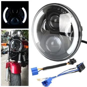 

7" 60W moto LED Headlamp with White-Amber DRL For Harley Road King Street Glide Indian Chieftain Yamaha