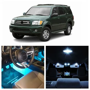 

16Pcs Ice Blue Bulbs White LED Lights Interior Package Kit For Toyota Sequoia 2001-2003 Map License Plate Light Toyota-EF-31