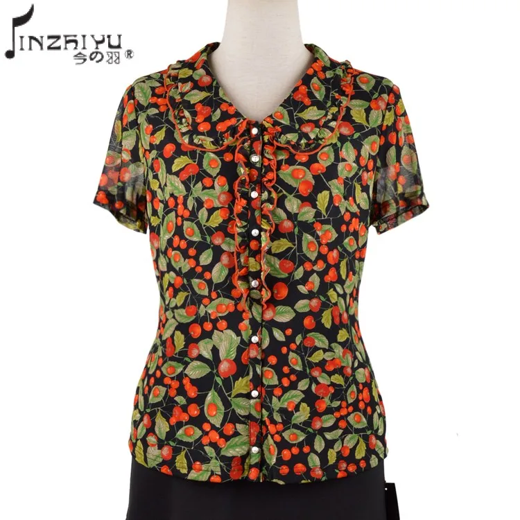 CLEARANCE SALE free shipping 2015 Summer quinquagenarian women plus size short sleeve floral ...