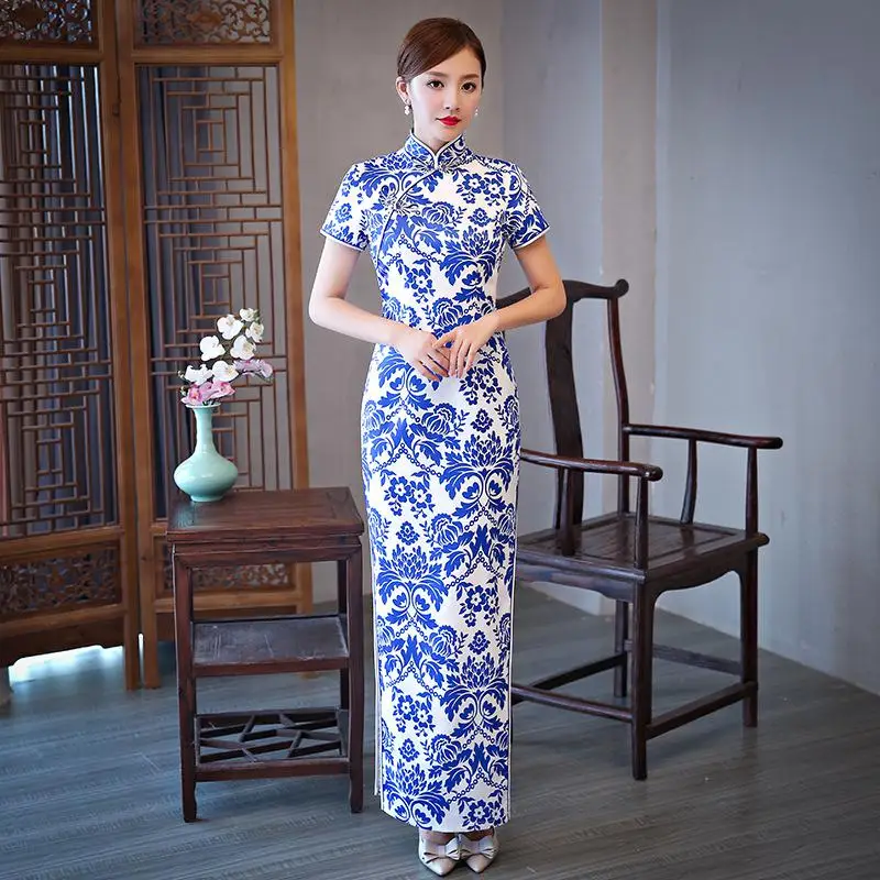 Сексуальные вечерние длинные традиционный ченсам китайский стиль Qipao платье ориентированное женское элегантное вечернее платье Vestido Плюс размер S-5XL - Цвет: style - 15