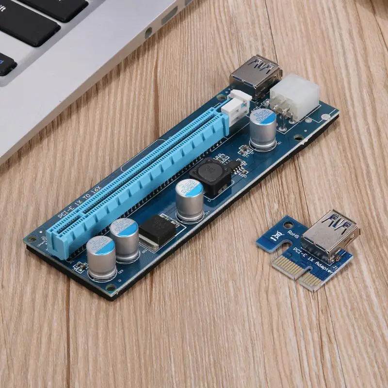 PCI E PCI-E 1X 2X 4X 8X 16X Extender Raiser Card 6Pin Graphics Card Riser Adapter with LED Indicator Light for BTC Mining