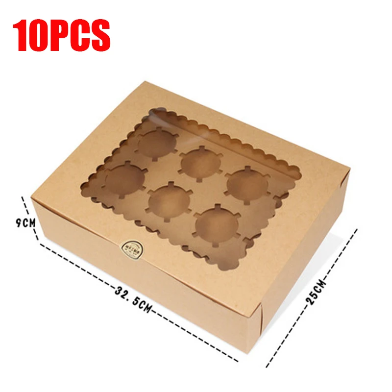 

10PCS transparent plastic window cupcake boxes pastry cookie gift packageing boxs bakery container weddings praty cake boxs