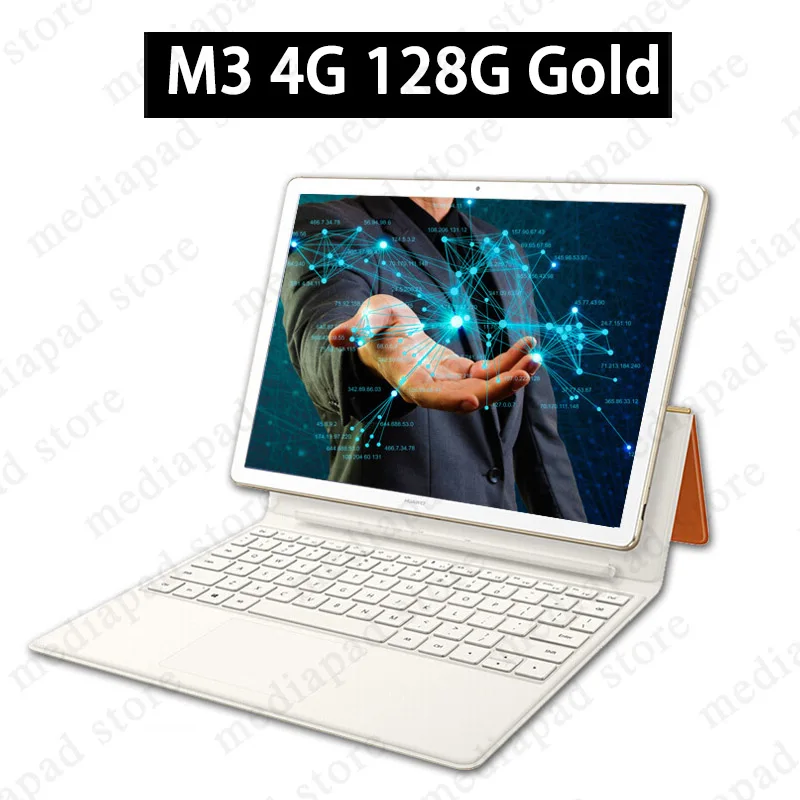 M3 4G 128G Gold HUAWEI MateBook E 12,0 дюймов 4 ГБ/8 ГБ LPDDR3 128G/256B SSD Windows 10 планшетный ПК Inte l Core M3-7Y30/i5-7Y54 отпечатков пальцев 2160*1440 - Цвет: M3 4G 128G Gold