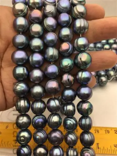 

new 9-10mm Very large Deep Blue ring potato freshwater pearl,CUSTOM large hole,