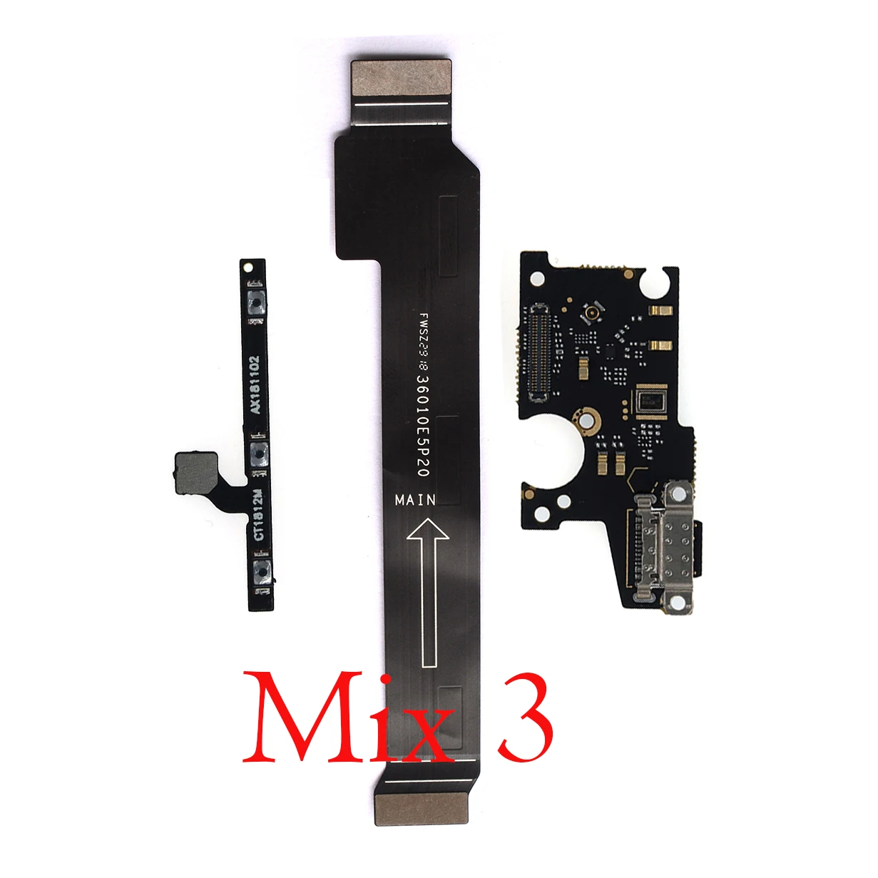 

power volume strip main board mainboard USB charging charger port boad flex cable microphone for Xiaomi Mi Mix 3 Mi Mix3