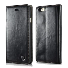 Luxury Crazy Horse Leather Wallet Case For iPhone 6 6S Flip Covers Stand Full Body Protective Funda With Credit Card Holder Slot