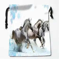 Новый красивый декор с изображением лошади напечатанный мешок для хранения 27x35 см Сатиновые сумки со шнурками компрессионный тип сумки