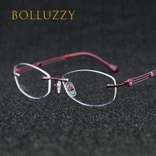 Женская градусная оправа для очков с бриллиантами Стразы Золотая выдолбленная бесконтактная оптическая рамка оправа для очков для женщин