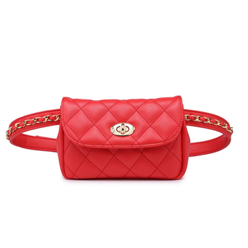 BRIGGS женская сумка на пояс с цепочкой, поясная сумка в клетку, Маленькая женская сумка из искусственной кожи, дорожная сумка, Повседневная поясная сумка - Цвет: red