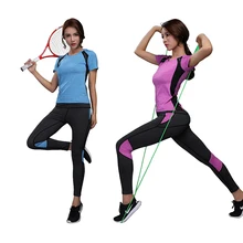 Женский набор для йоги, одежда для фитнеса, теннисная рубашка+ штаны, облегающие для пробежки тренировки Леггинсы для йоги спортивные костюмы больших размеров