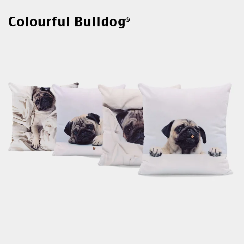Lovely Animal Pugs Pillow Covers Wear Hats Hairy Dog Food Cushions