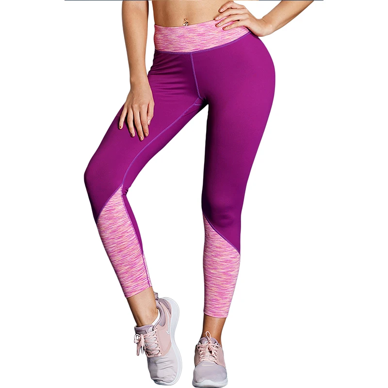 New High Waist Slim Gym Patchwork Leggings 2018 Autumn Female Running