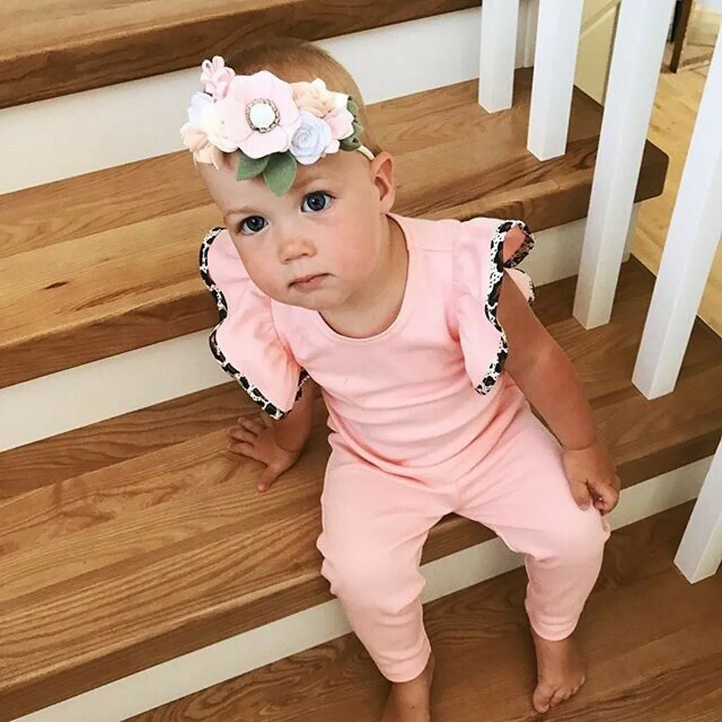 

Summer Infant Girls Baby Clothing Set Sleeveless Frill Solid Tops + Solid Pants Outfit Newborn Baby Clothes roupa de bebe terno