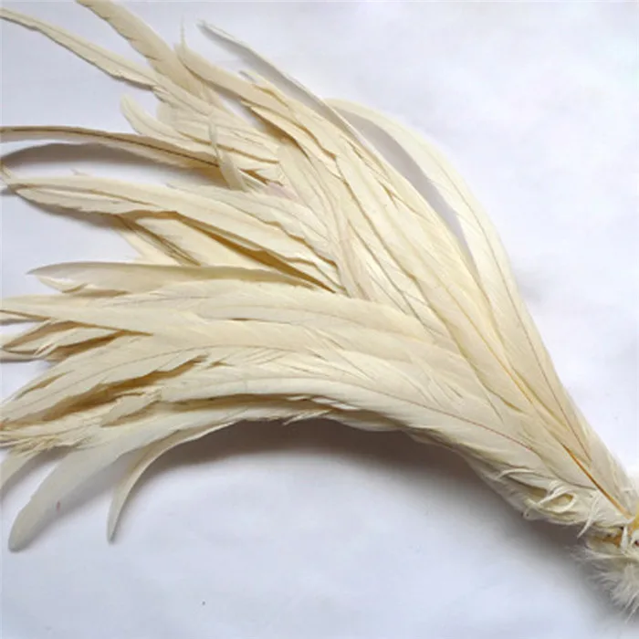 1 beige white rooster tail feathers