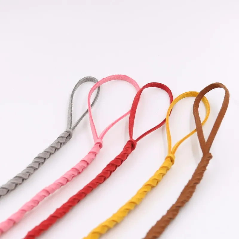 Baby Leather Pacifier Clips Chain Pacifier Holder Braided Clip Colorful Ribbon Convenient For Infant Baby Kids Feeding 26cm