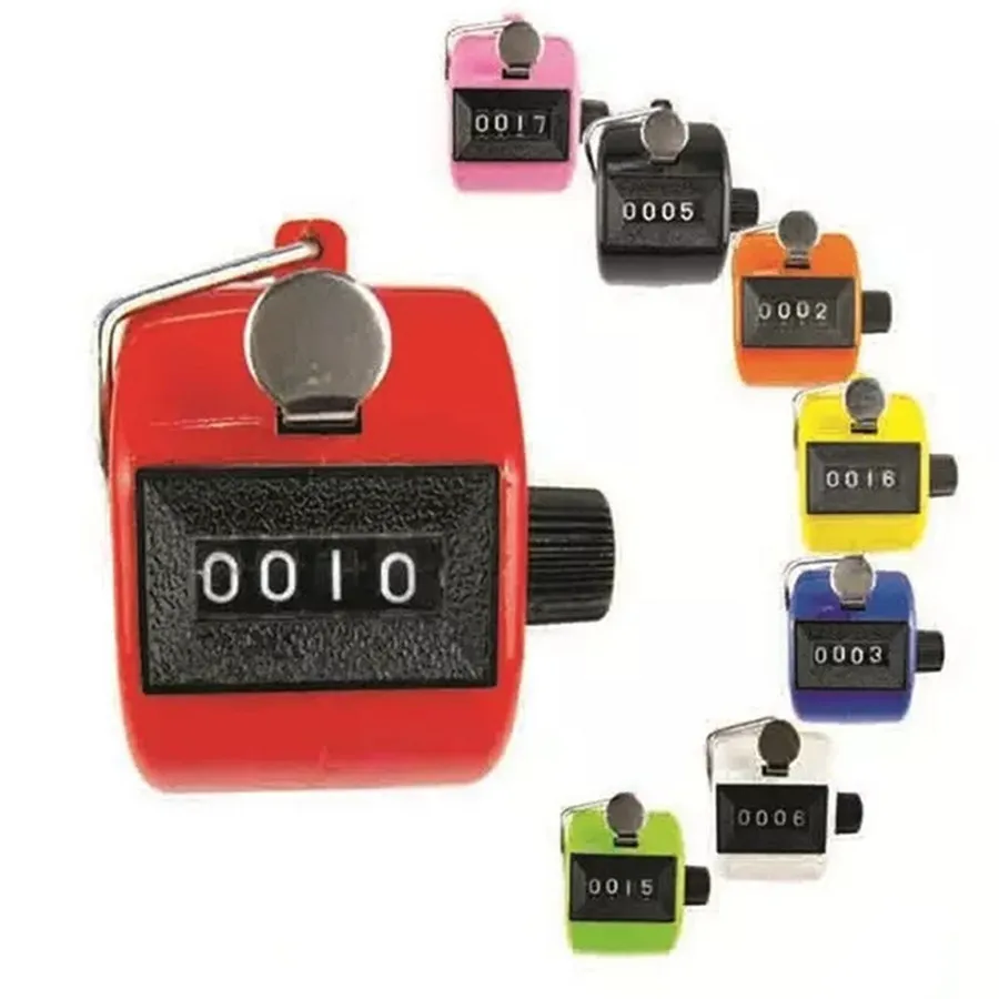 

Digital Hand Held Tally Clicker Counter 4 Digit Number Clicker Golf Chrome Finger Hand Ring Knitting Row Tally Counter Pedometer