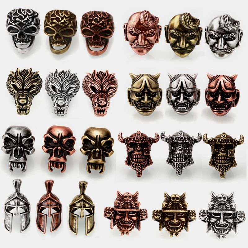 

rope mask Pendant beads helmet Beads Metal Antique Silver Gold or Bronze Charms For Paracord Bracelet beads for jewelry making