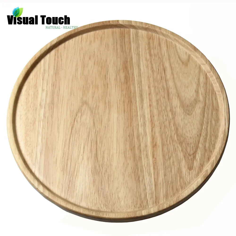 

Visual Touch 30cm Large Tray Oak Wood Plate Dinnerware Serving Tray Buffet Dishes Break Proof Fruit Dessert Plates Pizza Stones