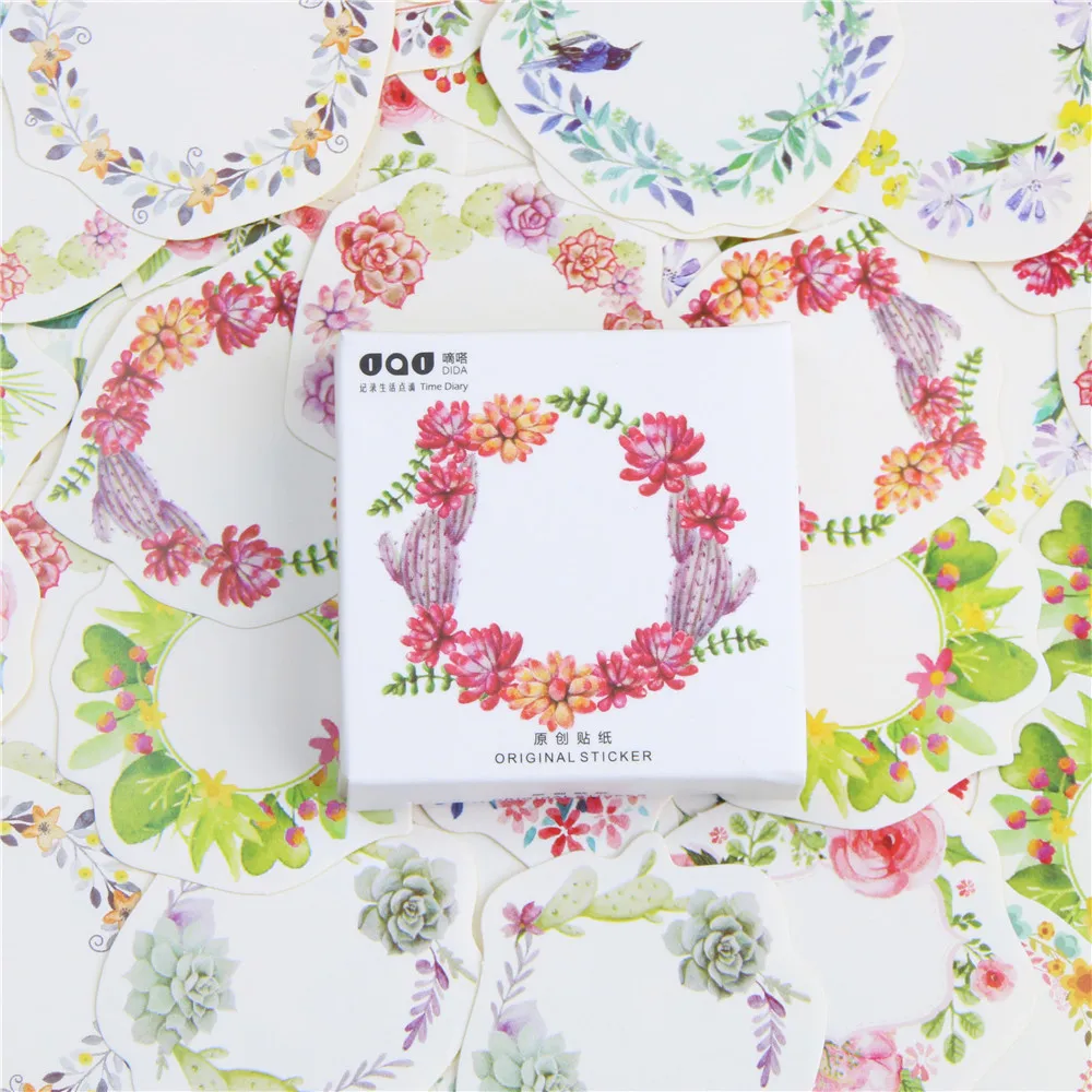 

45Pcs/1Boxe Of Mini Wreath Paper Stickers Decorated Diy Album Diary Clipboard Stickers