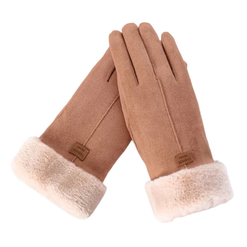 Women Winter Gloves Mittens Thick Plush Warm Full Finger