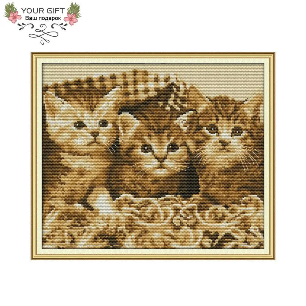 Joy Sunday DA231 14CT 11CT штампованные и счетные украшения дома Три Маленькие котята иглы искусства ремесло вышивки крестиком наборы