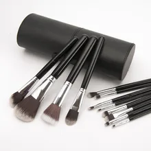 2015 Professional New 12pcs Makeup Brushes Set Cosmetic Make Up Tools With Elliptic Cylinder kit, Free Drop shipping