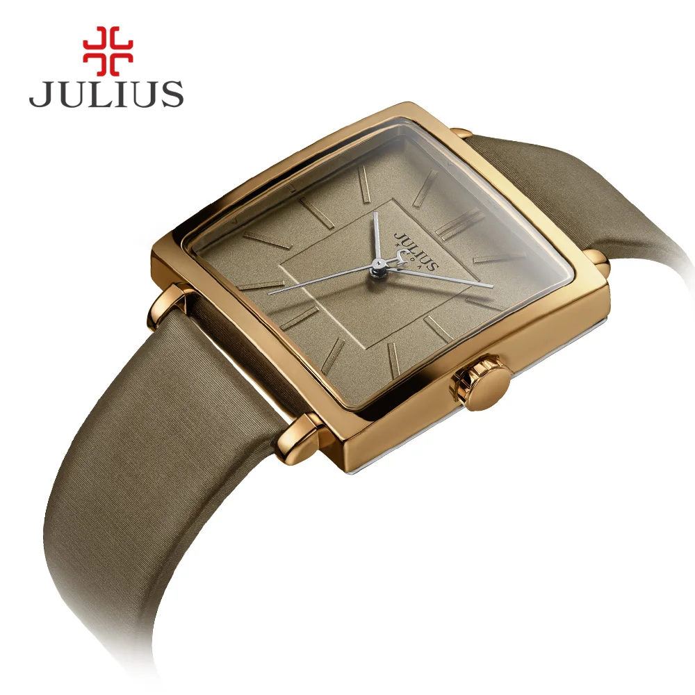 Julius хит продаж женские квадратные коричневые часы простые модные наручные